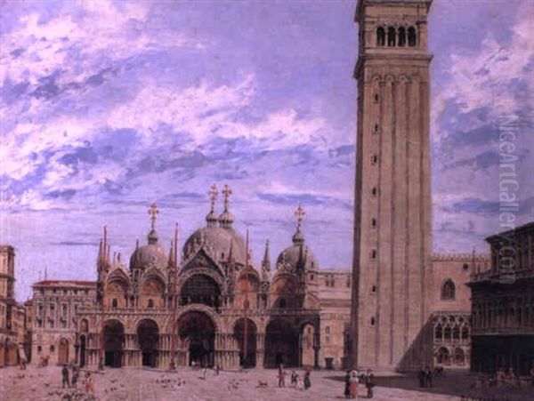 Figures Before St. Mark's, Venice - view 1