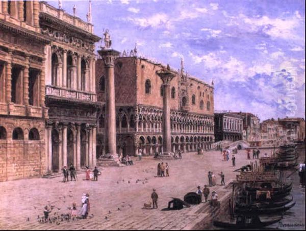 Figures In The Piazetta, Venice - view 1