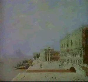 A View Of The Doge's Palace And Santa Maria Della Salute, Venice by Antonietta Brandeis