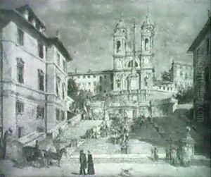 Religious Procession Decending Down The Spanish Steps