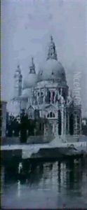 Gondolas Before The Santa Maria Della Salute by Antonietta Brandeis