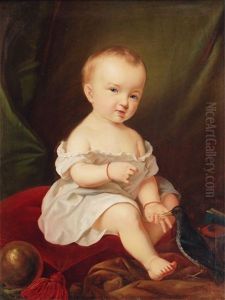 Toddler Feeding A Bird by Johann Adolf Brandeis