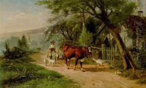 Vallflicka I Sommarlandskap by Bengt-Johan-Gustaf Brandelius