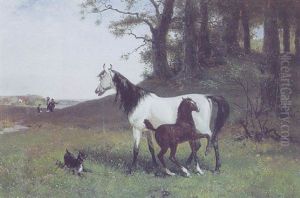 Hoppe, Der Beskytter Sit Fol Mod En Lille Arrig Hund by Bengt-Johan-Gustaf Brandelius