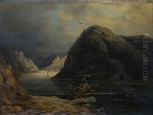 Blick Uber Den Rhein Mit Dem Loreleifelsen Blick Uber Den Rhein Mit Dem Loreleifelsen