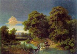 Fluslandschaft Mit Schafthirten Fluslandschaft Mit Schafthirten