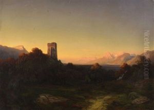 An Alpine Landscape With A Ruin by Hans Heinrich Juergen Brandes