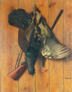 Jaktstilleben Mot Fond I Trompe L'oeil