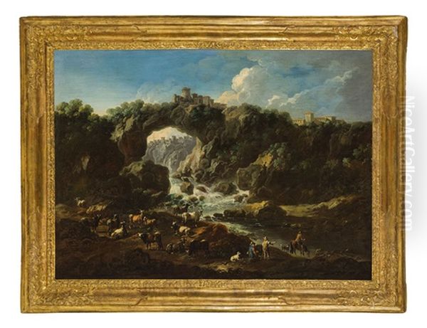 Paesaggio Con Armenti E Cascata - view 1