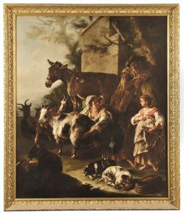 Contadina Che Munge Una Capra (+ Giovani Mandriano Con Armenti; Pair) by Domenico Brandi