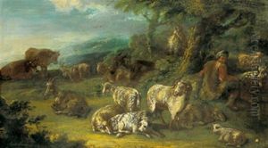 Pastore Con La Sua Mandria In Un Paesaggio Napoletano by Domenico Brandi
