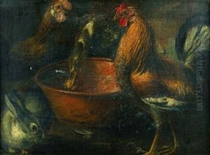 Poules, Canard Et Lapin by Domenico Brandi