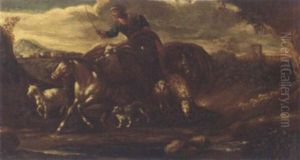 An Italianate Landscape With A Shepherd On Horseback Herding His Flock An Italianate Landscape With A Shepherd On Horseback Herding His Flock