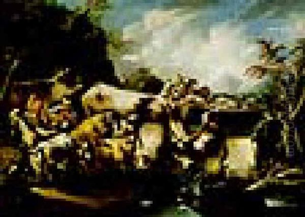 Hirten Und Herde In Einer Gebirgigen Landschaft - view 1