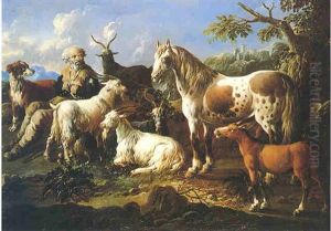 Berger Et Son Troupeau Dans La Campagne Napolitaine by Domenico Brandi
