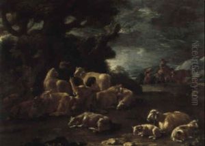 Pastori Con Gregge by Domenico Brandi