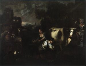 Scene Pastorale Dans La Campagne Italienne by Domenico Brandi