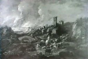 Armenti In Un Paesaggio Con Ponte Armenti In Un Paesaggio Con Ponte