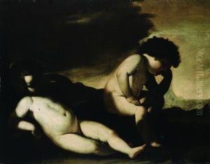 Due Putti In Un Paesaggio by Giacinto Brandi