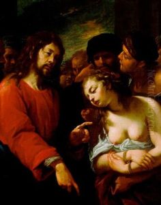 Christus Und Die Ehebrecherin by Giacinto Brandi