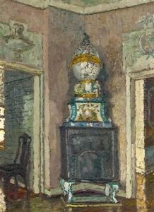 Schlossinterieur Mit Ofen by August Von Brandis