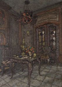 Hofisches Interieur Mit Goldenem Samowar by August Von Brandis