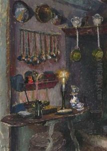 Nachtliches Kucheninterieur