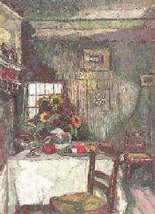 Interieur Mit Einem Sommerblumenstraus Auf Dem Tisch