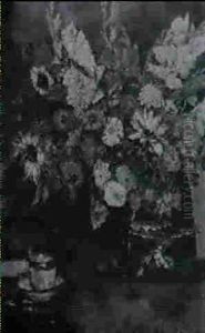 Sommerblumenstrauss Auf Einem Tisch by August Von Brandis