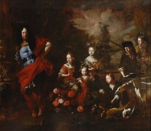 A Portrait Of Count Ferdinand Hroznata Of Kokorov And His Family