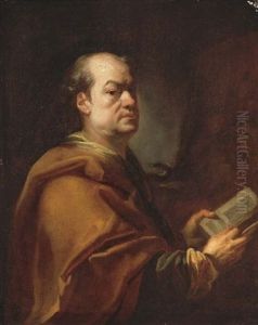 Portrait Of An Artist In Front Of His Easel, Holding A Book