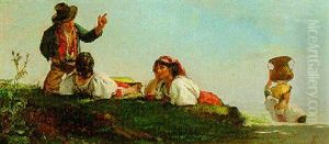 Scene Paysanne by Jacques Emile Edouard Brandon