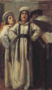Young Choirboys In The Synagogue by Jacques Emile Edouard Brandon