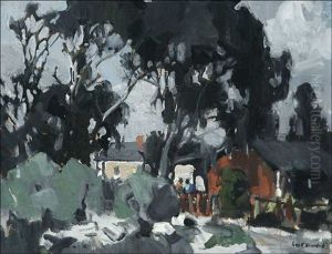Houses In Eucalyptus Landscape by George Kennedy Brandriff