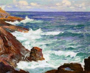 Waves Breaking On A Rocky Coast by George Kennedy Brandriff