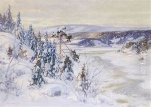 Soldrankt Vinterlandskap Soldrankt Vinterlandskap