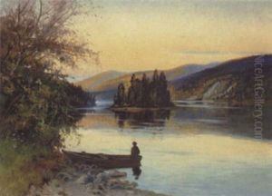 Aftenstemning Ved En Svensk Skovso, Sommet by Carl Brandt