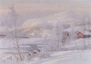Vinterlandskap I Aftonsol by Carl Brandt
