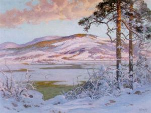 Norrlandskt Sjolandskap, Solig Vinterdag by Carl Brandt