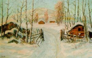 Vinterlandskap Med Fabodar by Carl Brandt