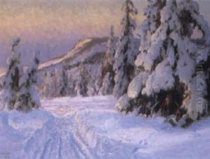 Vinterlandskap Med Aftonljus by Carl Brandt