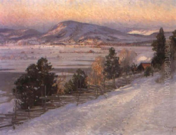Vinterlandskap Med Aftonljus - view 1