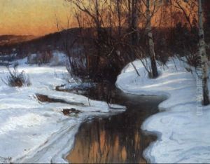 Vinterlandskap Med Vattendrag by Carl Brandt