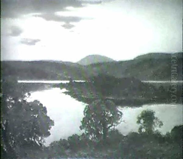 Norrlandskt Landskap Med Sjo, Solnedgangsstamning - view 1