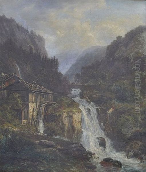 Flusstal Mit Wassermuhle Im Hochgebirge - view 1