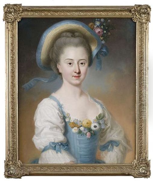 Bildnis Der Sophia Elisabeta Stoess (geb. Michel,) Als Halbfigur In Einem Blumengeschmuckten Kleid Mit Sommerhut - view 1