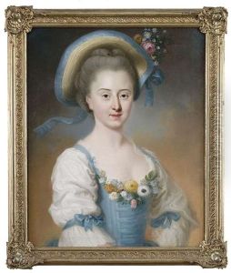 Bildnis Der Sophia Elisabeta Stoess (geb. Michel,) Als Halbfigur In Einem Blumengeschmuckten Kleid Mit Sommerhut