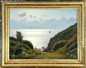 Steilkuste Am Meer Mit Segelboot