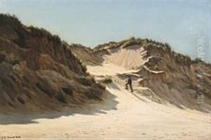 Dune Scenery With Wanderer by Johannes Herman Brandt