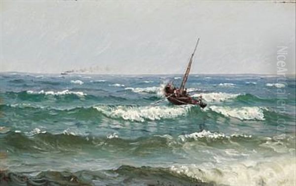Seascape With A Sailing Ship Leaving The Coast - view 1